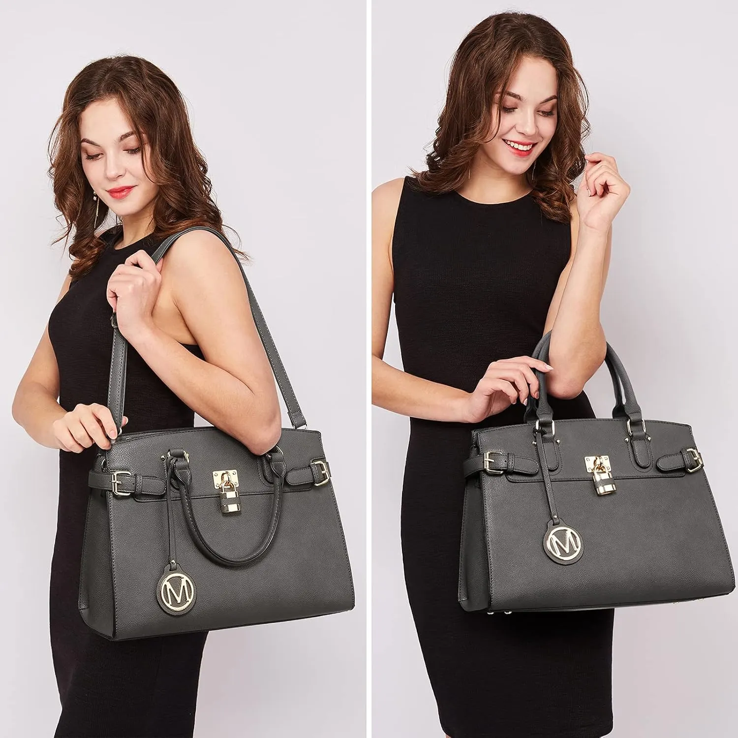 Women Handbags and Purses Fashion Satchel Tote Work Bags Top Handle Shoulder Purses with Matching Wristlet