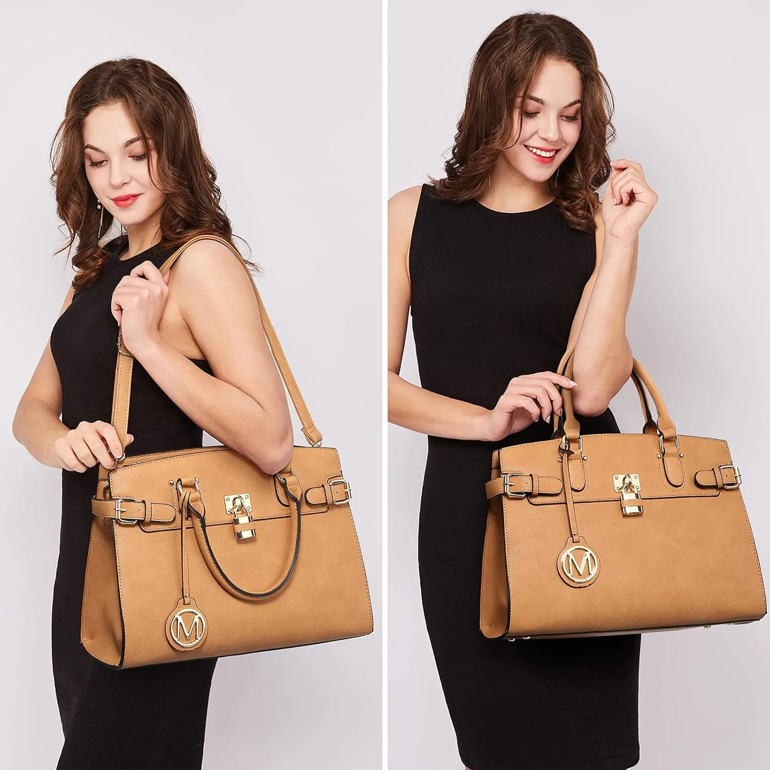 Women Handbags and Purses Fashion Satchel Tote Work Bags Top Handle Shoulder Purses with Matching Wristlet