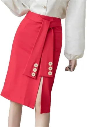 Women Korean Fashion High Waist Bodycon Pencil Skirts Office Elastic Sexy Midi Skirt