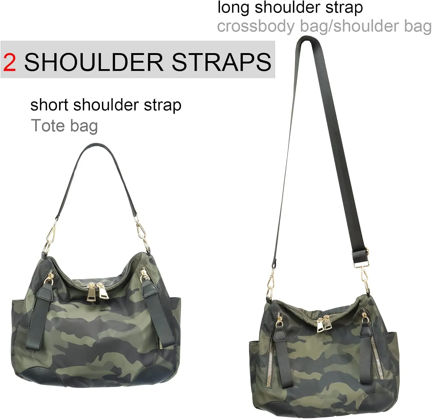 Women Nylon Crossbody Bag Hobo Tote Bag Large Capacity Anti-theft Lightweight Travel Shoulder Bag