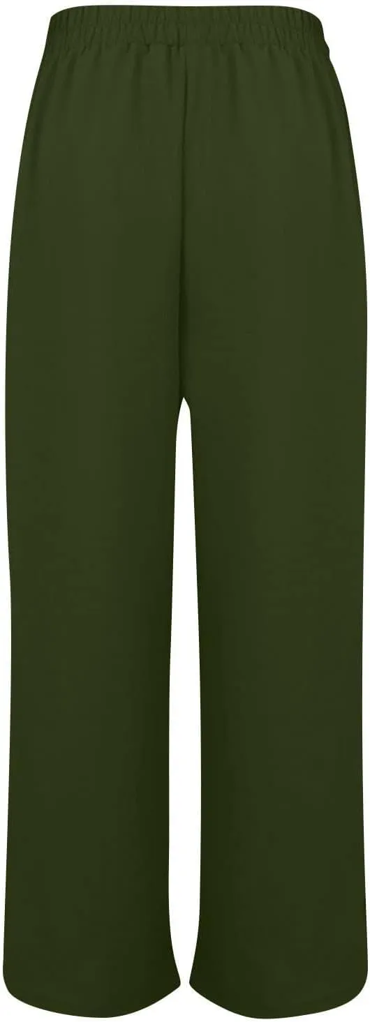 Women Pants Casual Drawstring Elastic Waist Pants High Split Snap Button Post-Surgery Sweatpants Wide Leg Beach Trousers