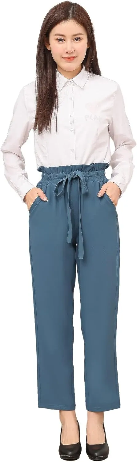 Women Pencil Pants, Women Casual, Paper Bag Waist Pants,Suitable for Wearing in Offices, Schools and Companies