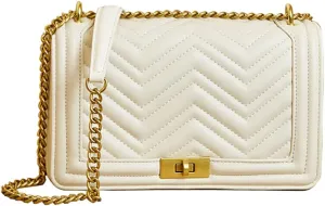 Women Satchel Handbags Quilted Crossbody Bags PU Leather Ladies Shoulder Bag Chain Strap Clutch Purse