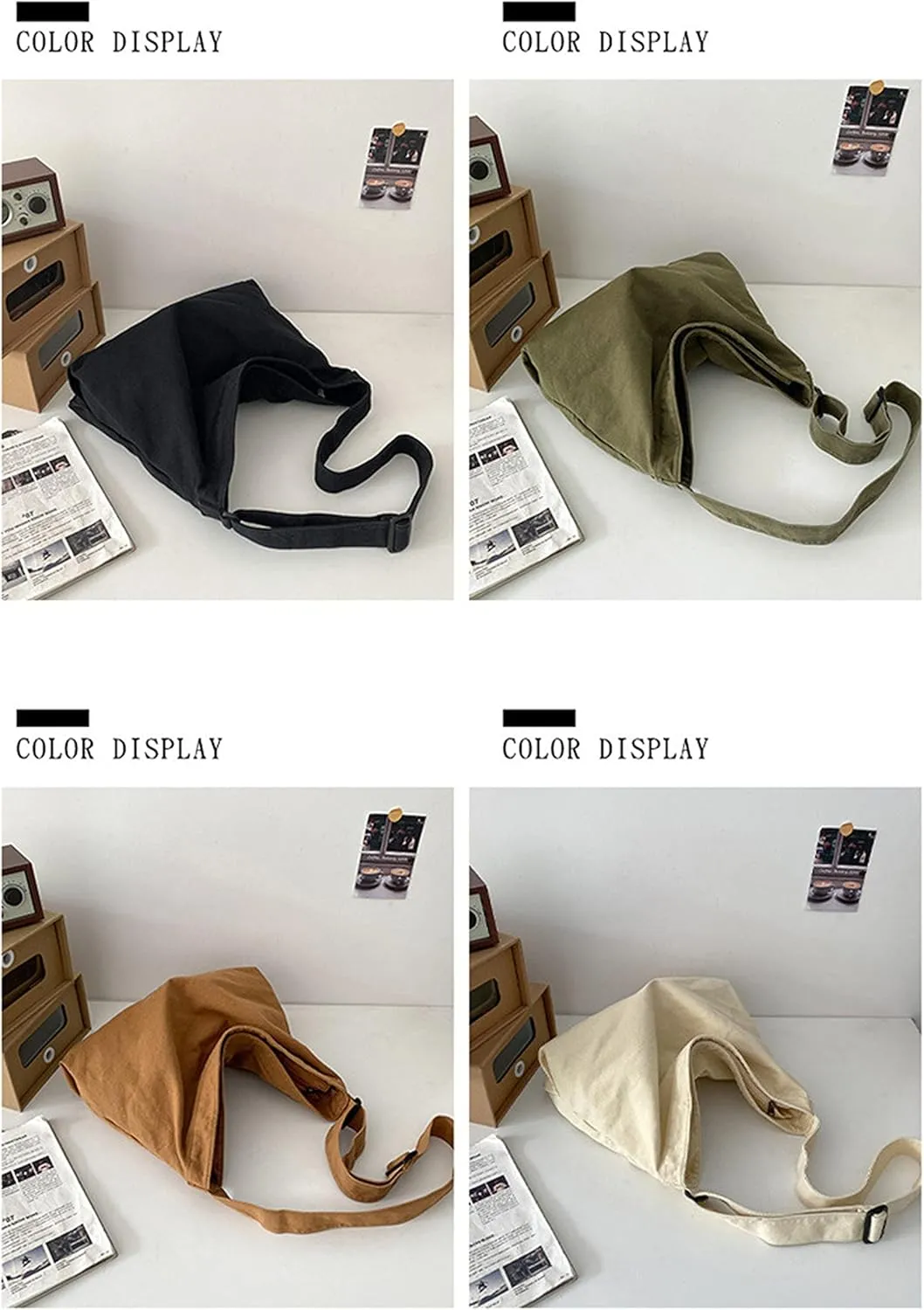 Women Shoulder Bags Canvas Tote Bag Handbag Large Hobo with Pockets Work Bags for Women and Men