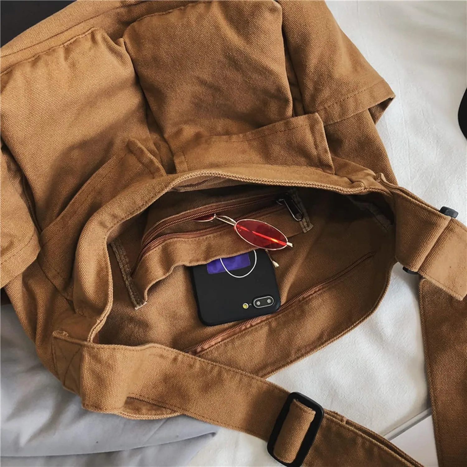 Women Shoulder Bags Canvas Tote Bag Handbag Large Hobo with Pockets Work Bags for Women and Men