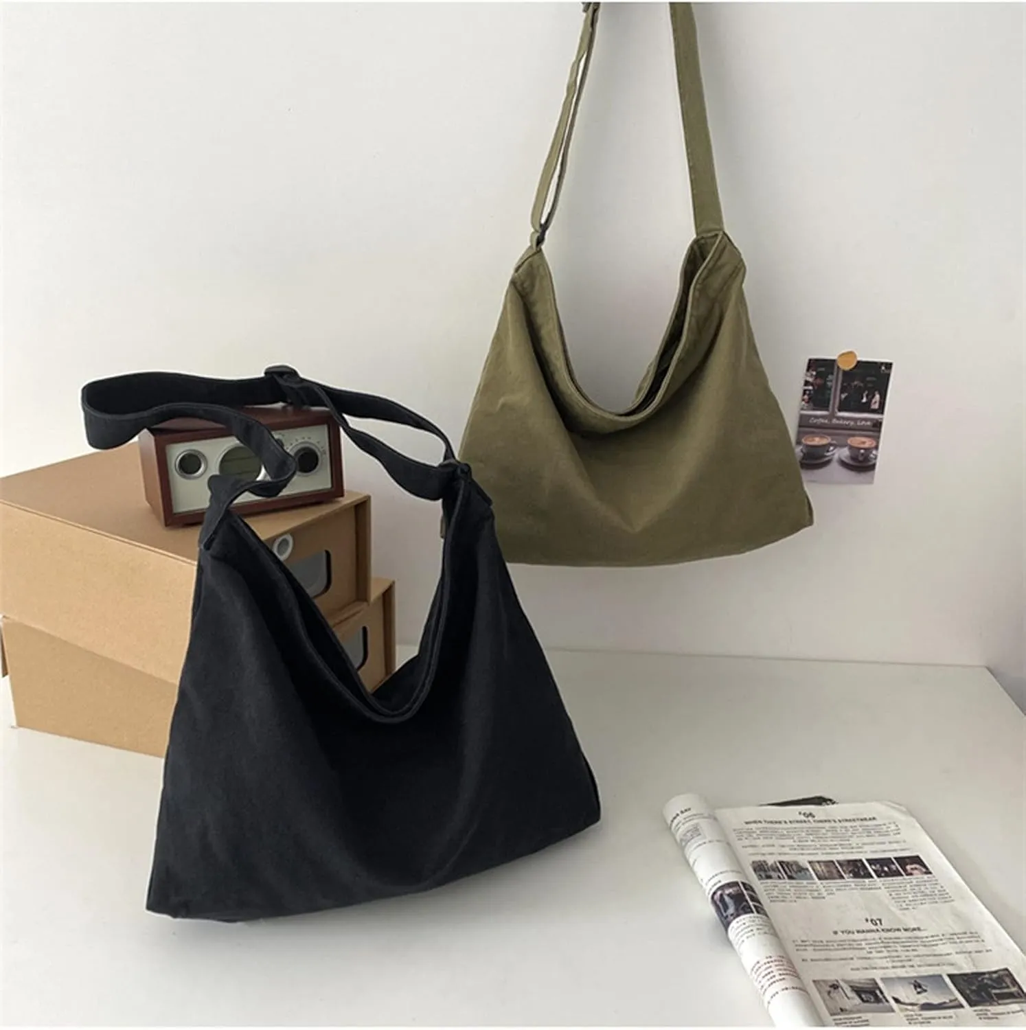 Women Shoulder Bags Canvas Tote Bag Handbag Large Hobo with Pockets Work Bags for Women and Men