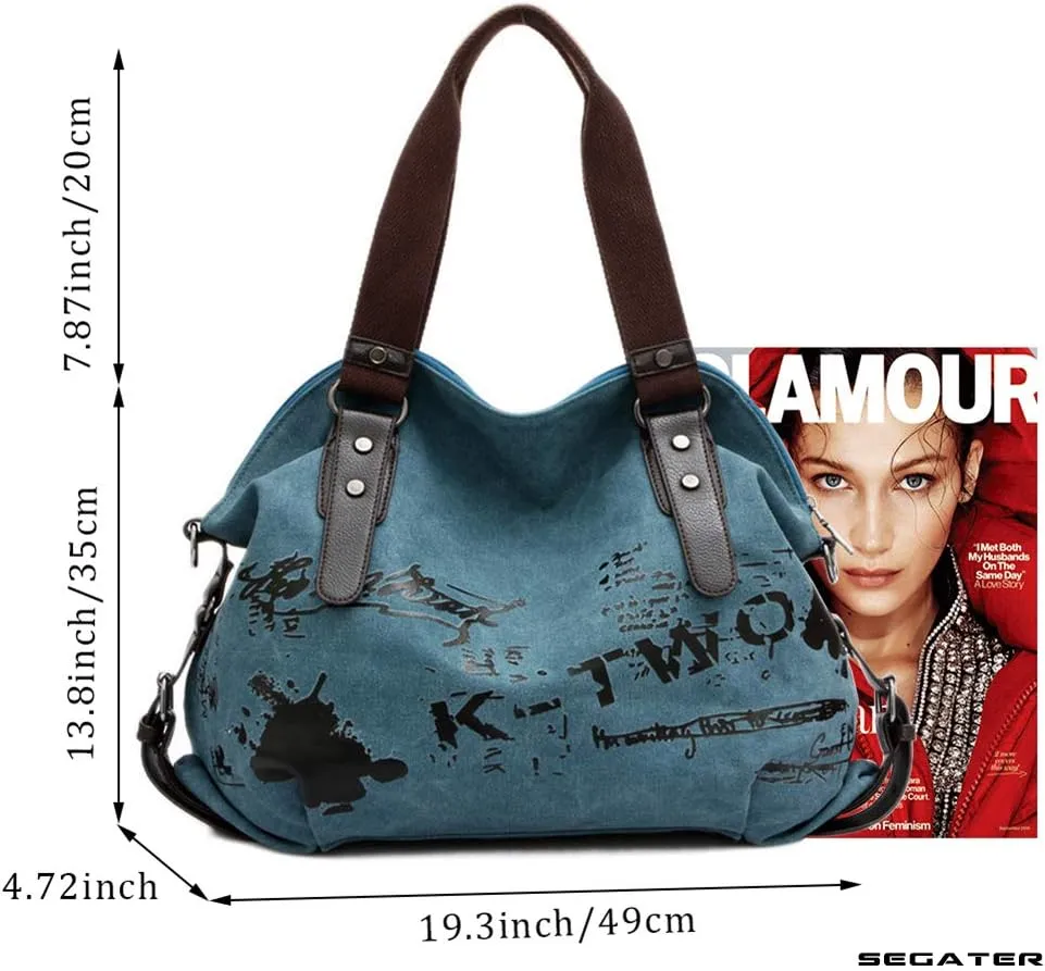 Women Shoulder bags Vintage Hobo Canvas Handbag Top Handle Tote Crossbody Purses