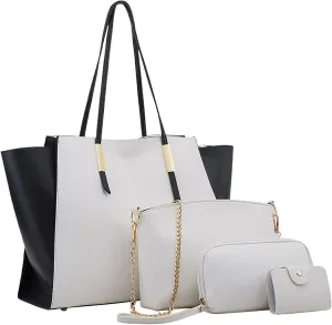 Women Shoulder Handbag Roomy Multiple Pockets Bag Ladies Shoulder Purse Fashion Tote Top Handle (White, One Size)