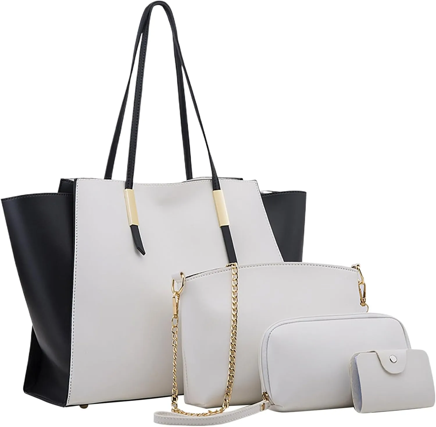 Women Shoulder Handbag Roomy Multiple Pockets Bag Ladies Shoulder Purse Fashion Tote Top Handle (White, One Size)