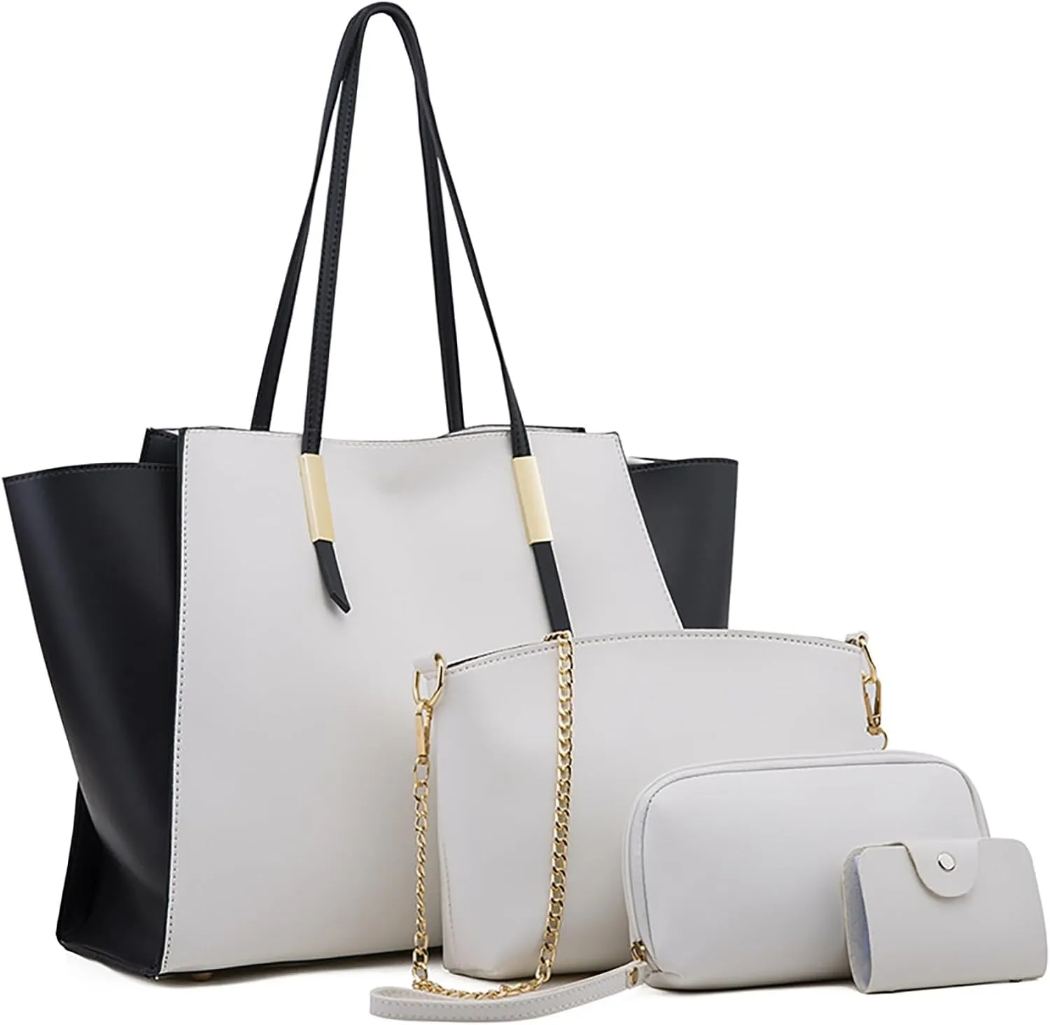 Women Shoulder Handbag Roomy Multiple Pockets Bag Ladies Shoulder Purse Fashion Tote Top Handle (White, One Size)