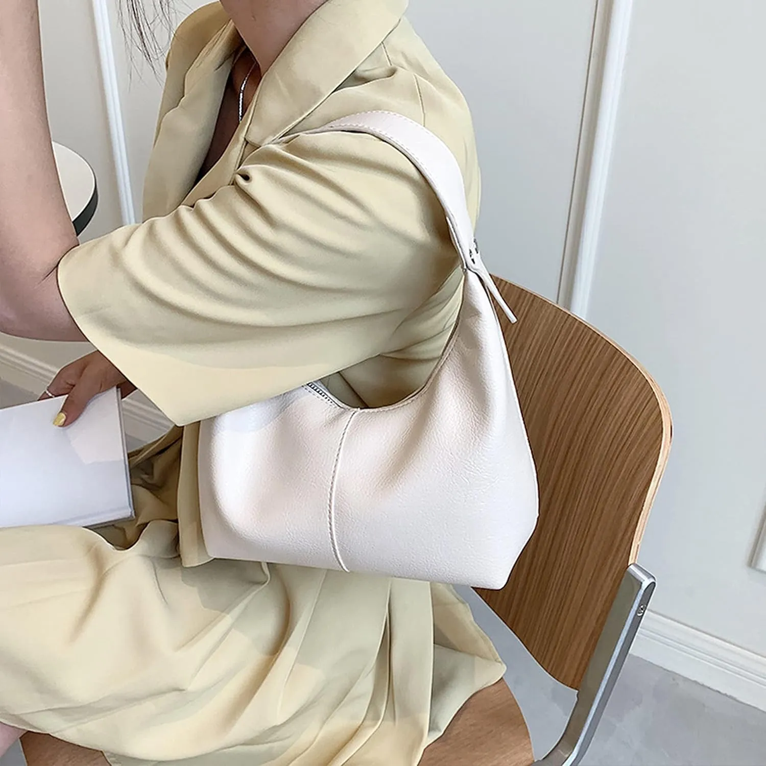 Women Simple Solid Color Bag Soft leather Female Hobos Shoulder bags ladies handbag Well made