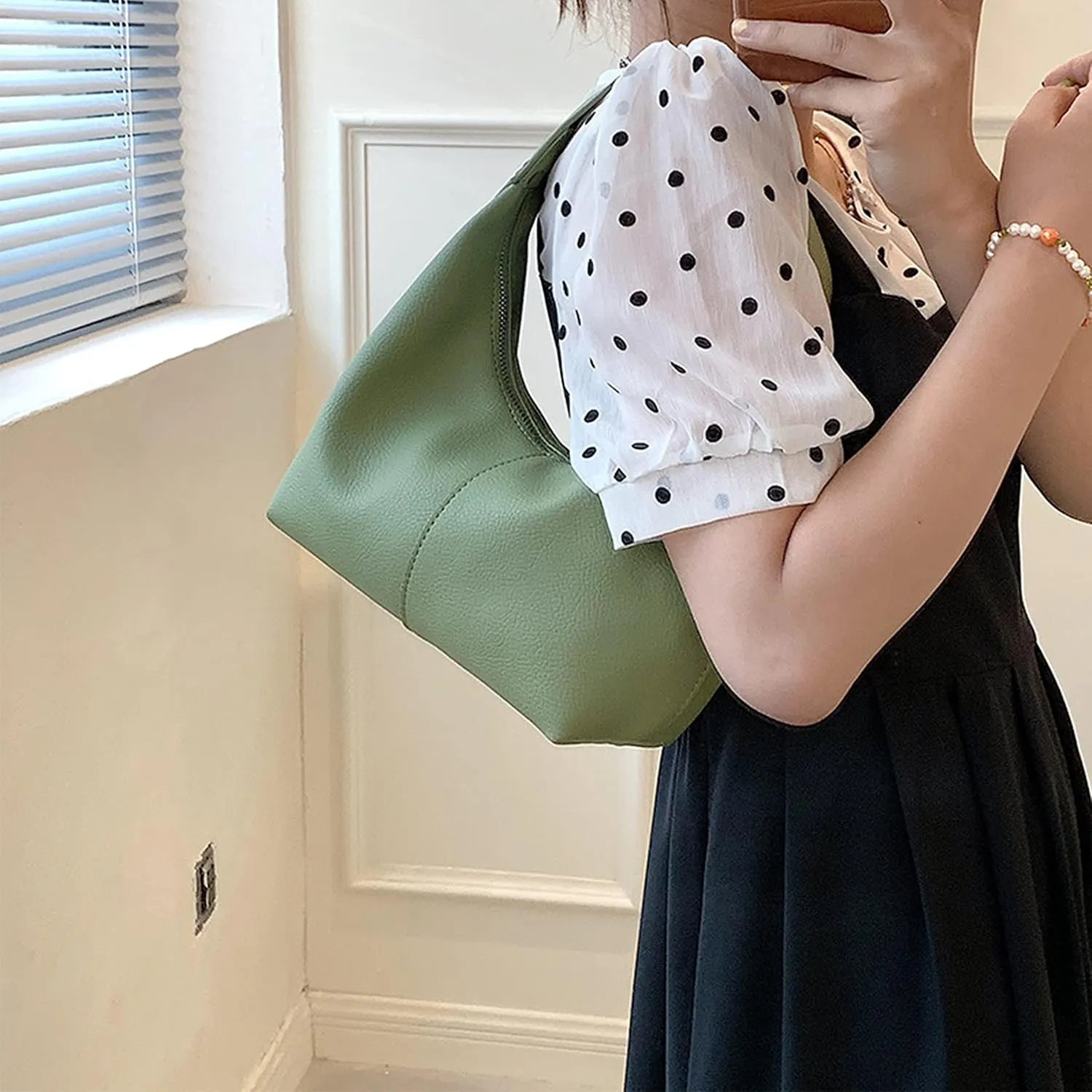 Women Simple Solid Color Bag Soft leather Female Hobos Shoulder bags ladies handbag Well made