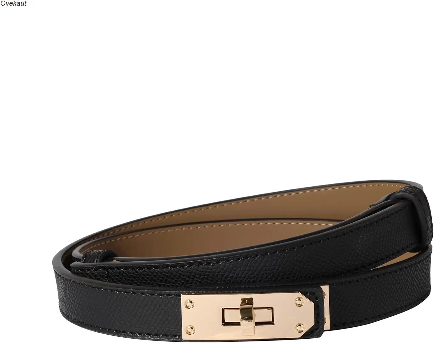Women Skinny Leather Belt Solid Color Alloy Turn Lock Adjustable Waistband for Dresses Jeans Coats