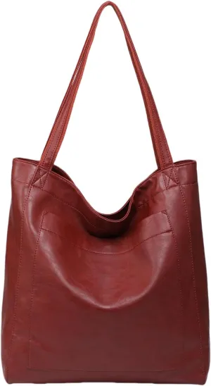 Women Slouchy Tote Large Capacity Shoulder Purses Retro PU Leather Handbag Tote Bags Travel Purse Shopper Weekender Bag