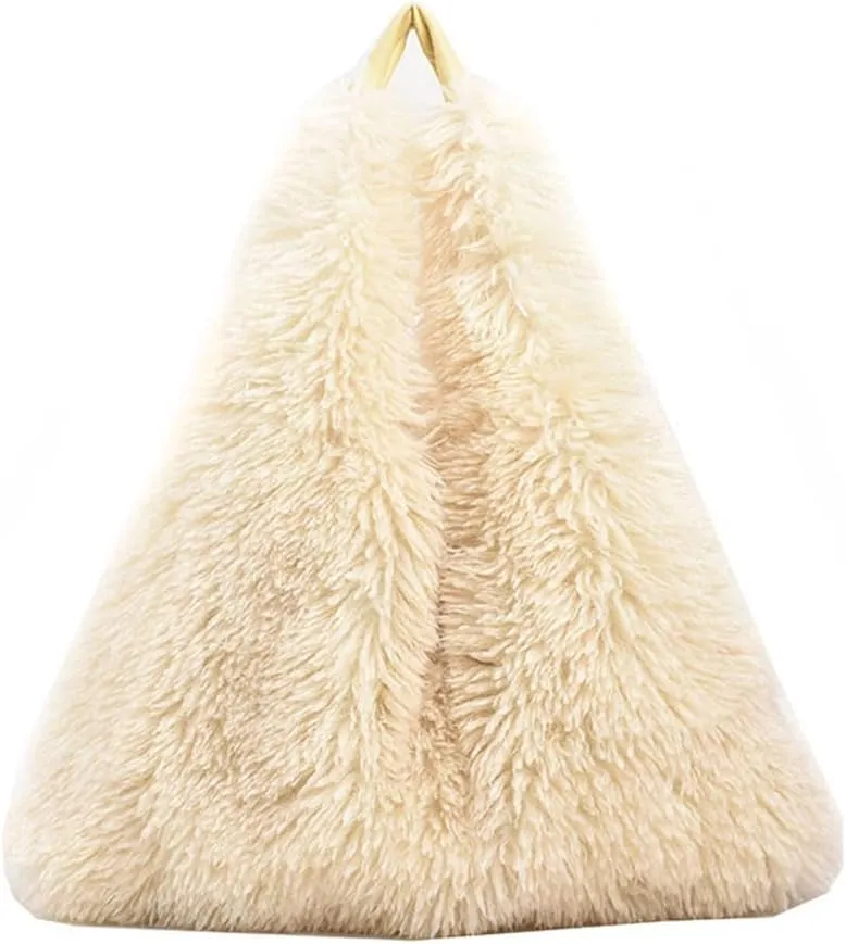 Women Soft Plush Shoulder Bag Fluffy Autumn Winter Handbag Closure Slouchy Hobo Bag Underarm Bag Shopping Trvavel B