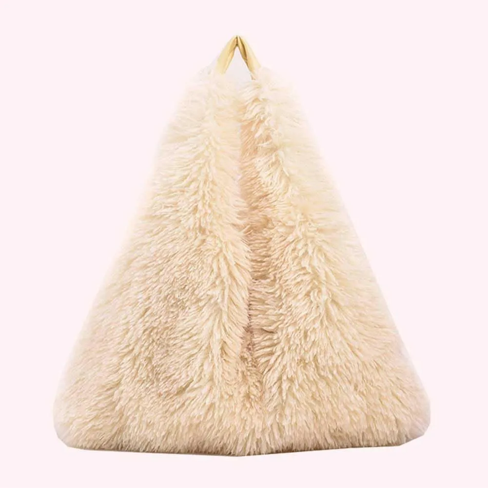 Women Soft Plush Shoulder Bag Fluffy Autumn Winter Handbag Closure Slouchy Hobo Bag Underarm Bag Shopping Trvavel B
