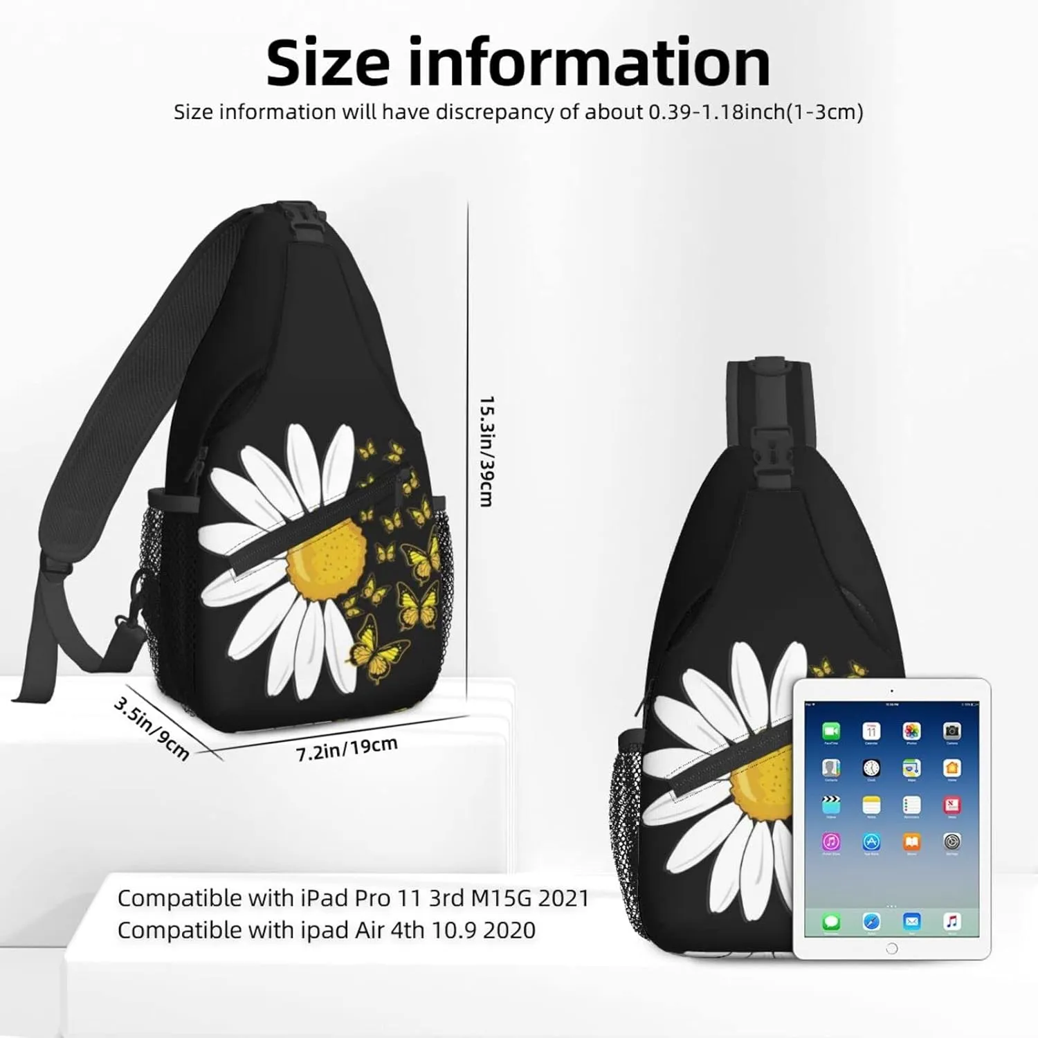 Women Sunflower Daisy Butterfly Crossbody Sling Backpack for Men Chest Bag Shoulder Bag Lightweight One Strap Backpack Travel Outdoor Daypack