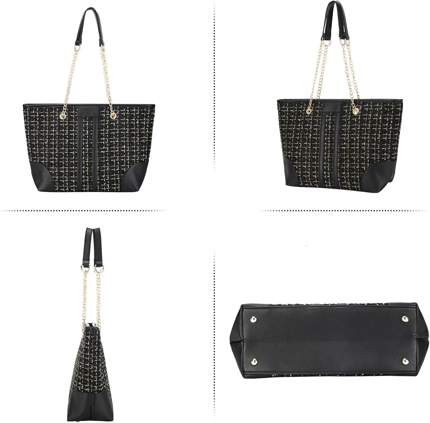 Women Tweed Single shoulder Bag Handbag and Purse Fashion Ladies Chain Quilted Crossbody Bag Evening Bag Clutch ﻿