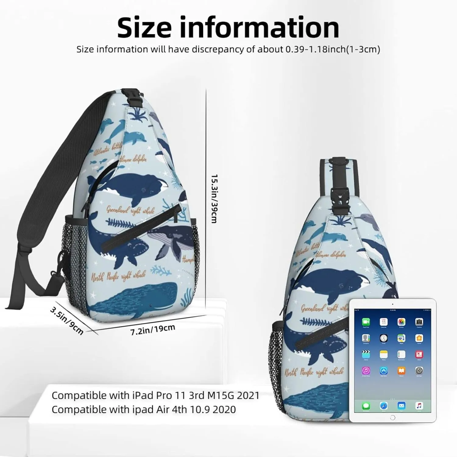 Women Whales Seaweeds Sea Animals Crossbody Sling Backpack for Men Chest Bag Shoulder Bag Lightweight One Strap Backpack Travel Outdoor Daypack