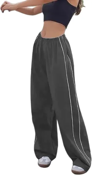 Women Y2k Baggy Track Pants Elastic Waist Jogger Sweatpants High Waist Wide Leg Pants Summer Loose Fit Pant 2025