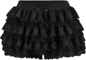Women Y2K Lace Multi-Layered Bloomers, Lolita Ruffle Shorts, Sexy Short Pumpkin Pants, Elastic Waist Sweet Pettipants