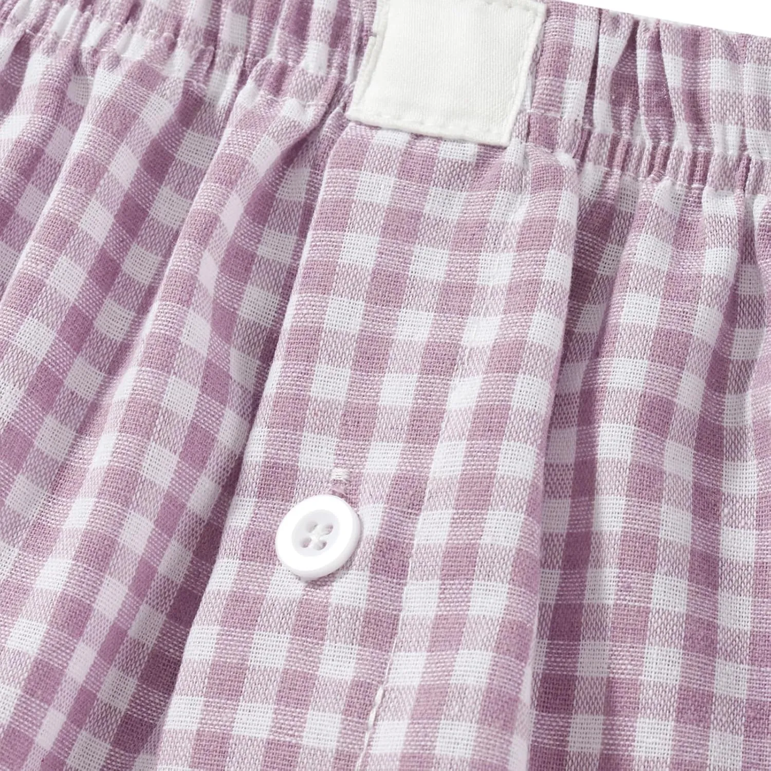Women Y2k Pajamas Shorts Micro Button Boxers Elastic Waist Cute Pj Bottoms Summer Plaid Lounge Short