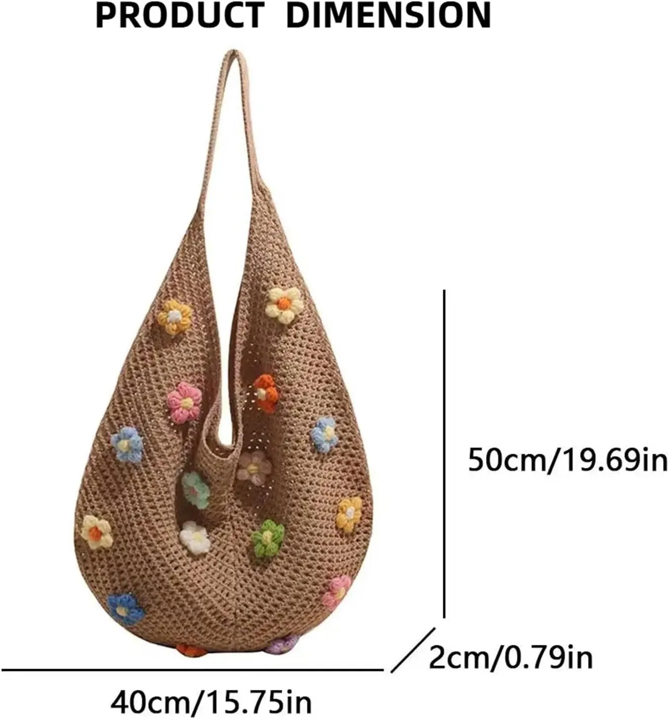Women's Boho Embroidery Crossbody Bag Hollow Out Crochet Knit Shoulder Bag Tote Handbag