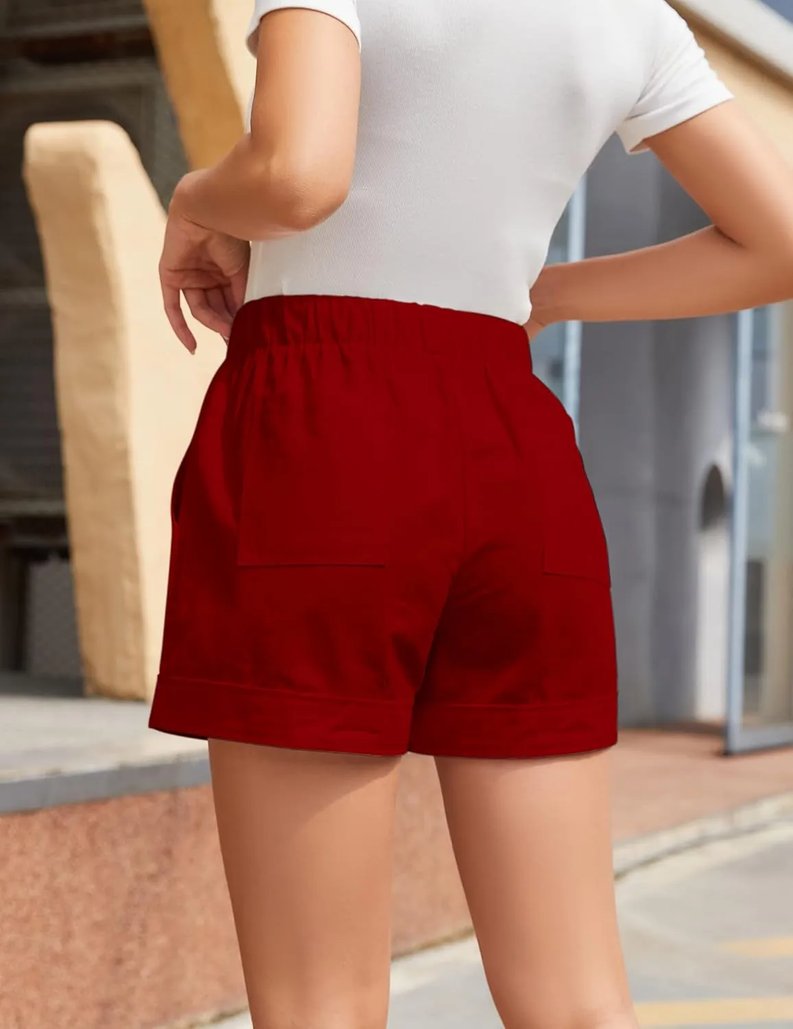Womens Comfy Drawstring Casual Elastic Waist Pocketed Loose Fit Shorts Plus Size
