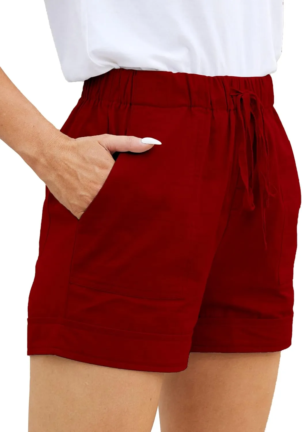 Womens Comfy Drawstring Casual Elastic Waist Pocketed Loose Fit Shorts Plus Size