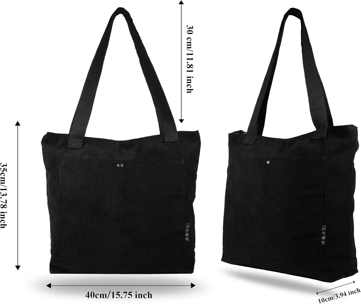 Women's Corduroy Tote Bag Zipper Tote's Handbag Retro Large Hobo Crossbody Handbag Casual Tote Shoulder Bag Gifts