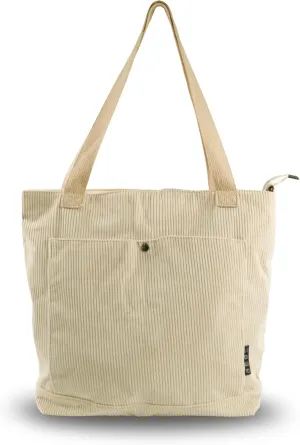 Women's Corduroy Tote Bag Zipper Tote's Handbag Retro Large Hobo Crossbody Handbag Casual Tote Shoulder Bag Gifts