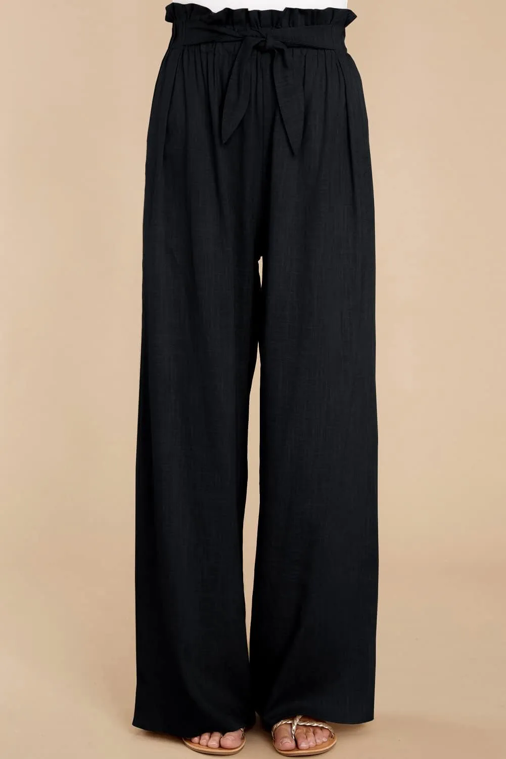 Women's Cotton Linen Casual Adjustable Tie Knot Trousers Boho Palazzo Beach Pants Loose Fit Wide Leg Work Pant