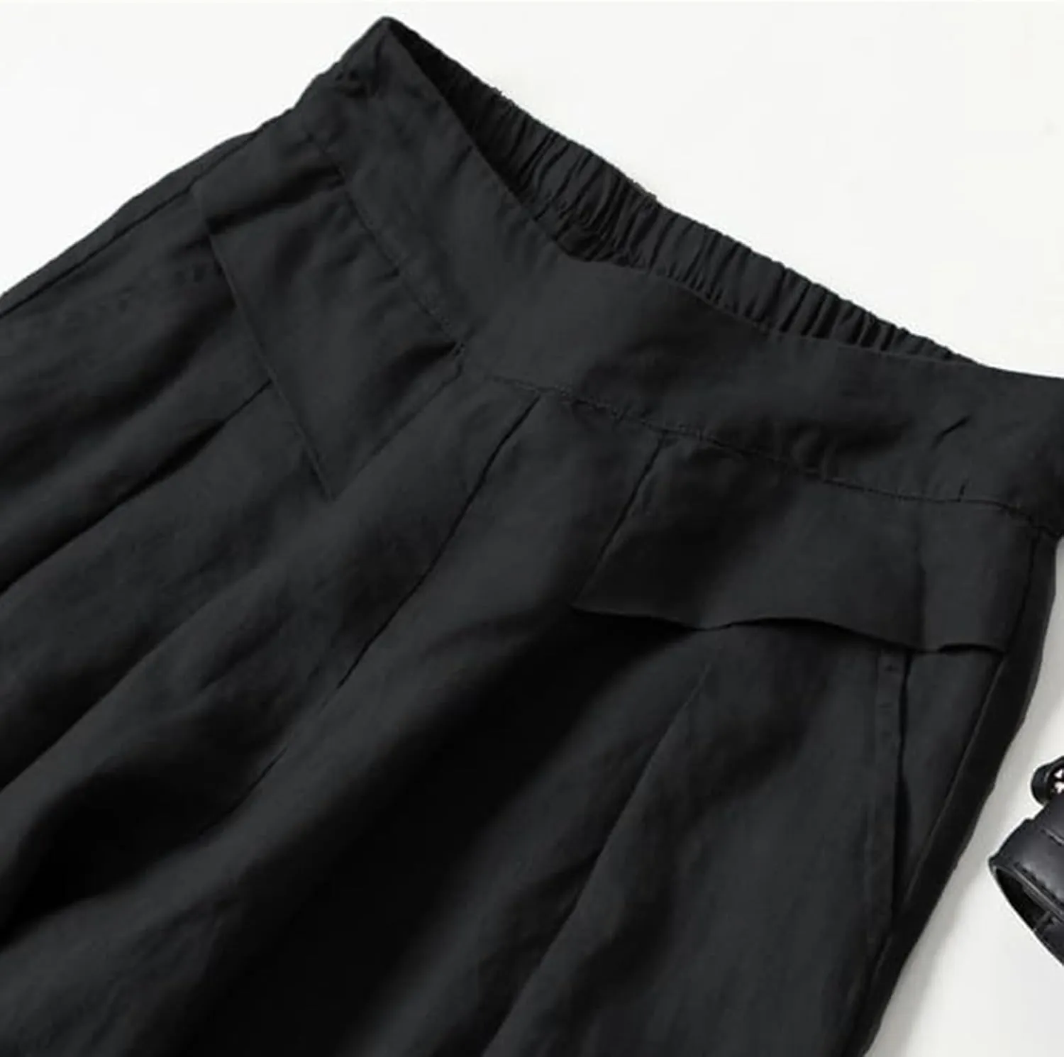 Womens Cotton Linen Palazzo Pants Casual High Elastic Waist Wide Leg Pants Summer Comfortable Flowy Pant