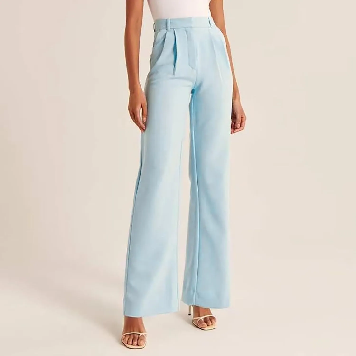 Women's Cotton Linen Summer Cropped Pants Elastic Waist Wide Leg Loose Fit Palazzo Pants Travel