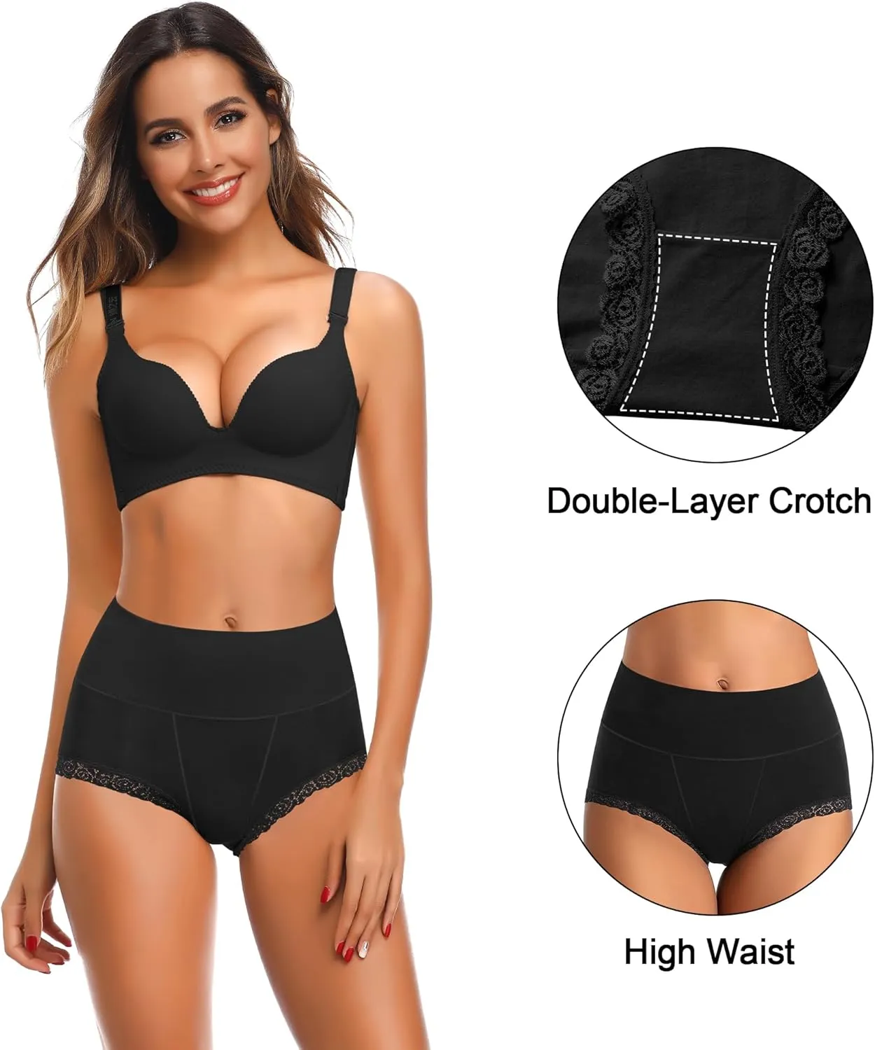 Women's Cotton Underwear,Ladies Soft Stretch Tummy Control Comfy No Muffin Panties Boyshorts