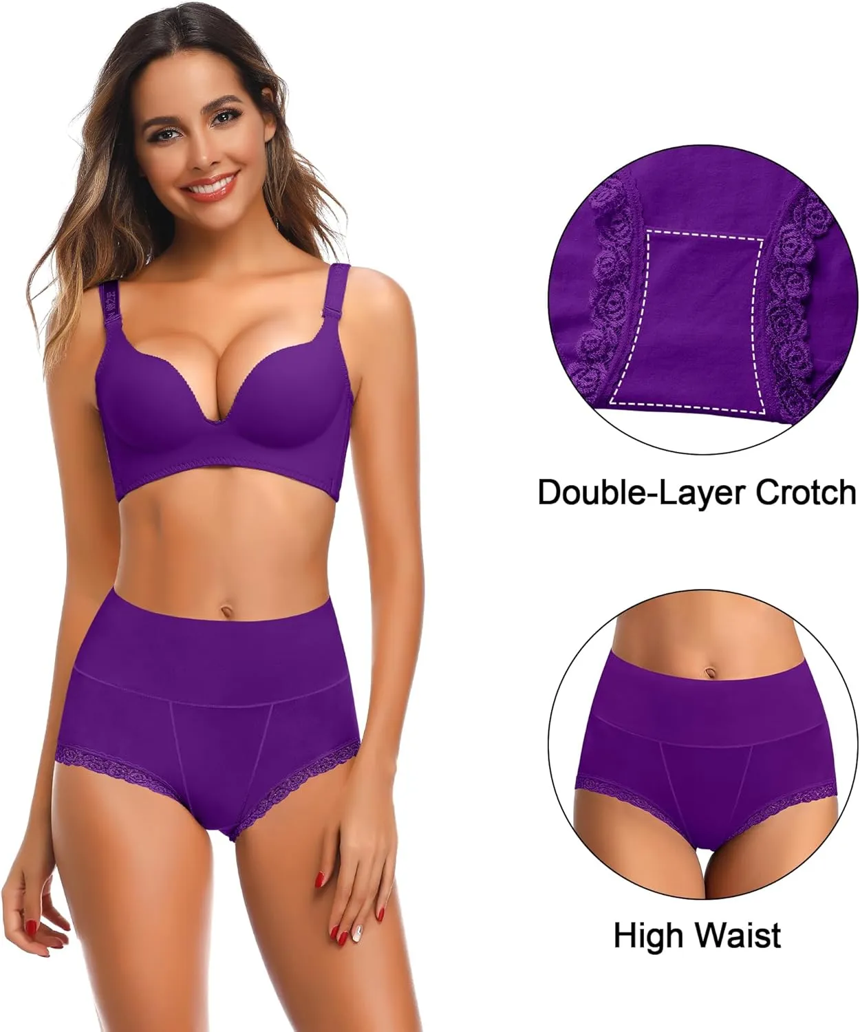 Women's Cotton Underwear,Ladies Soft Stretch Tummy Control Comfy No Muffin Panties Boyshorts