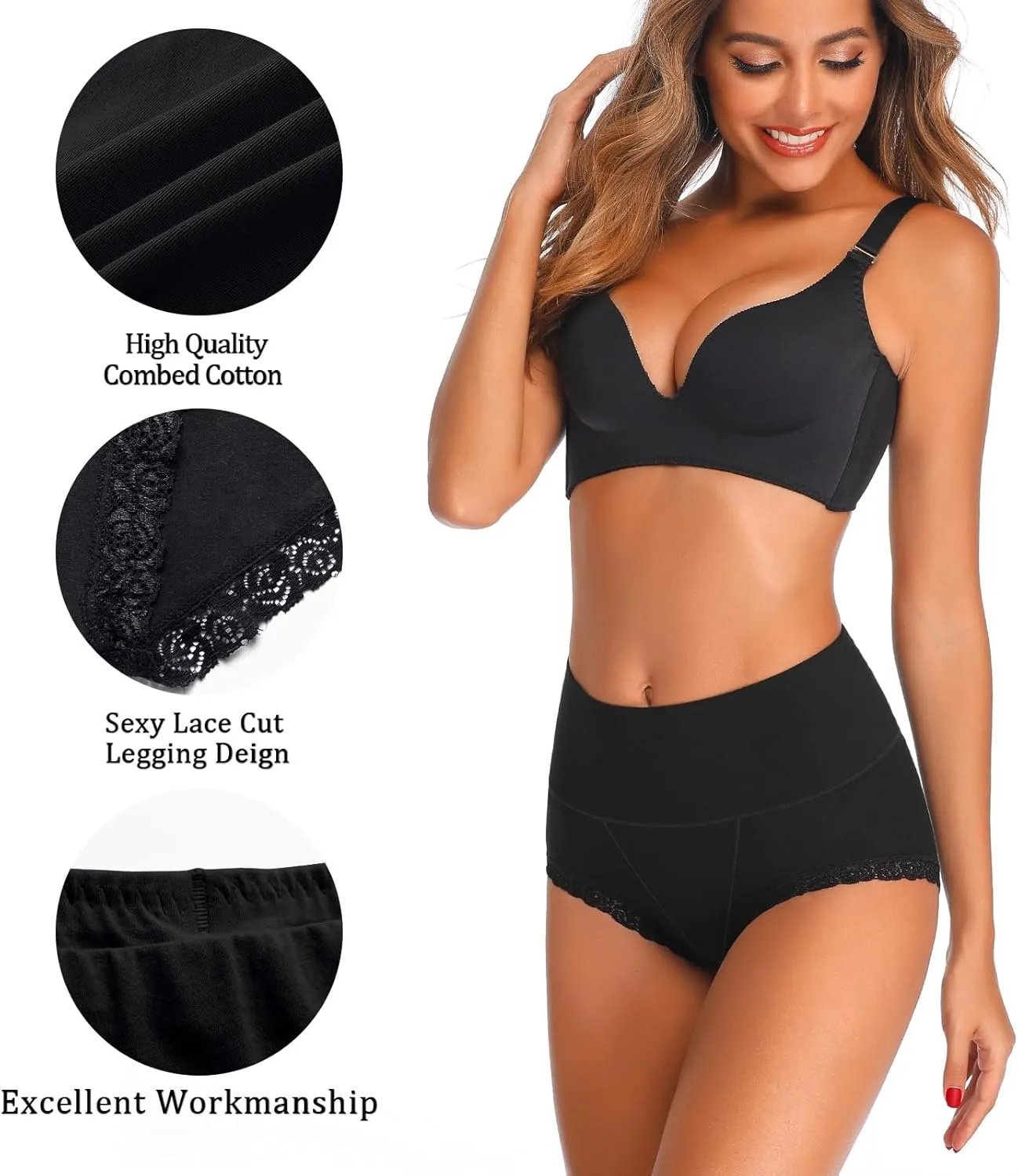 Women's Cotton Underwear,Ladies Soft Stretch Tummy Control Comfy No Muffin Panties Boyshorts