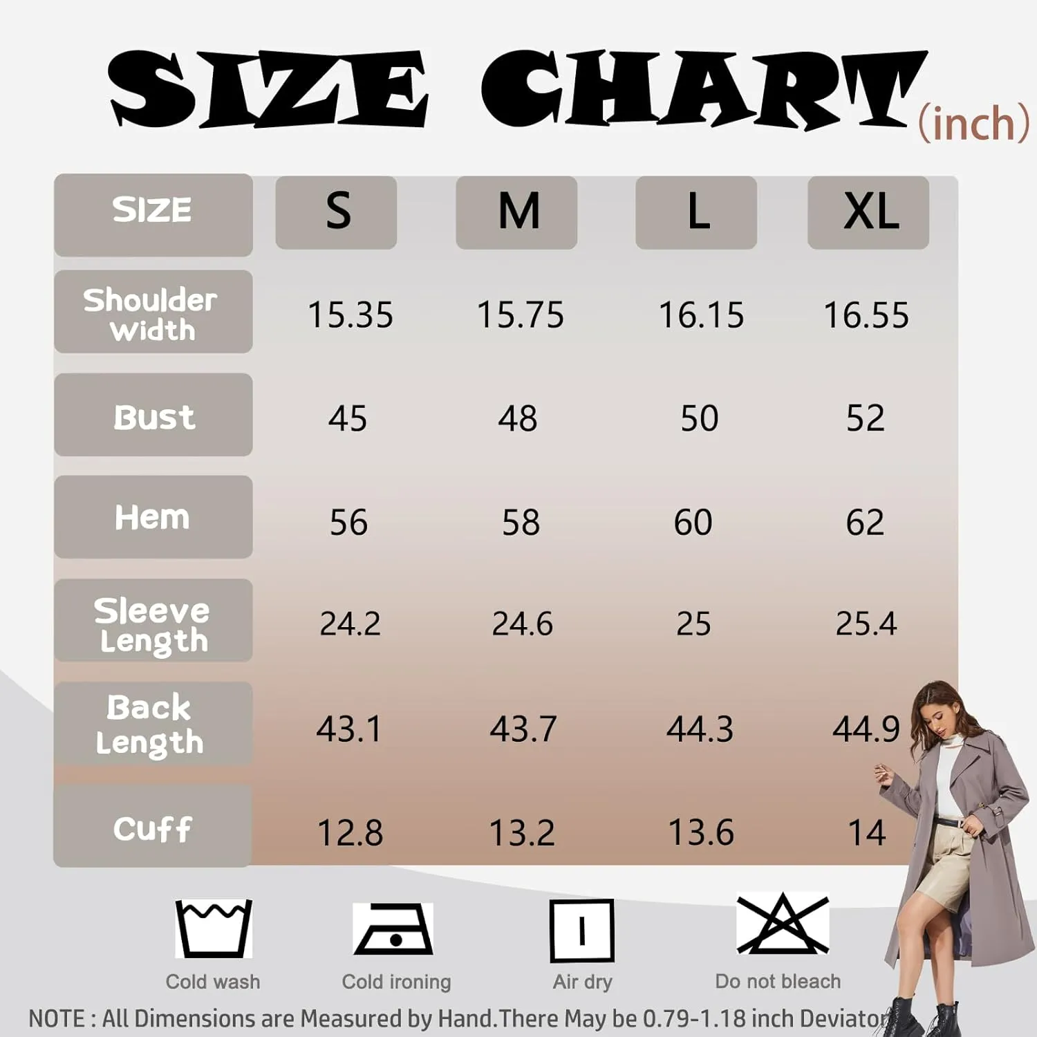Women's Double Breasted Long Trench Coat Windproof Classic Lapel | Side Pocket Thin Coat With Belt.