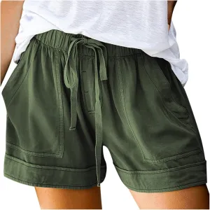 Womens Drawstring Shorts Summer Elastic Waist Casual Lightweight with Pockets #45