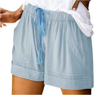 Womens Drawstring Shorts Summer Elastic Waist Casual Lightweight with Pockets #45