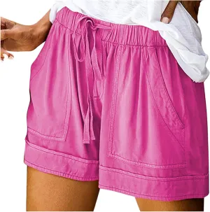 Womens Drawstring Shorts Summer Elastic Waist Casual Lightweight with Pockets #45
