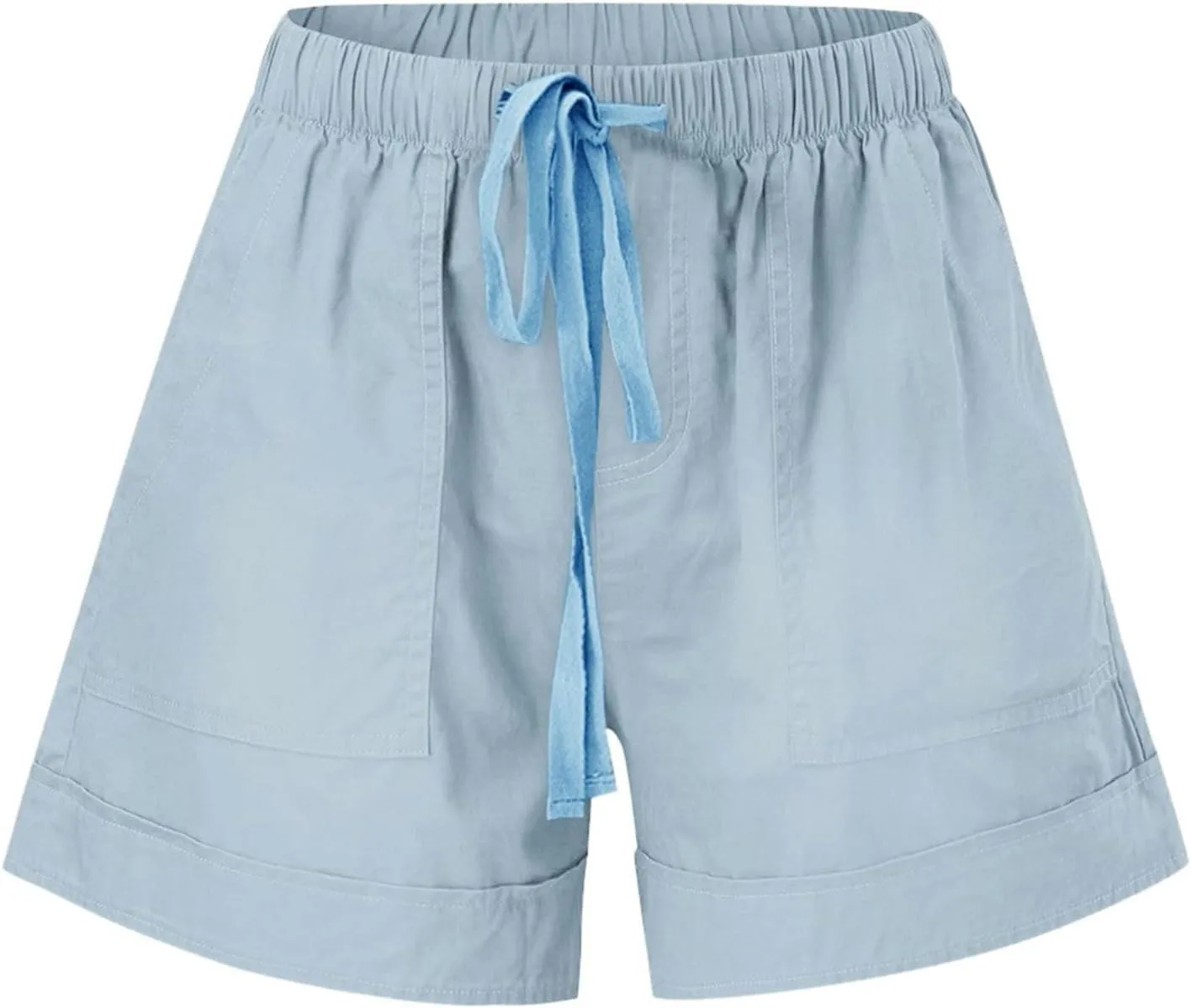 Womens Drawstring Shorts Summer Elastic Waist Casual Lightweight with Pockets #45