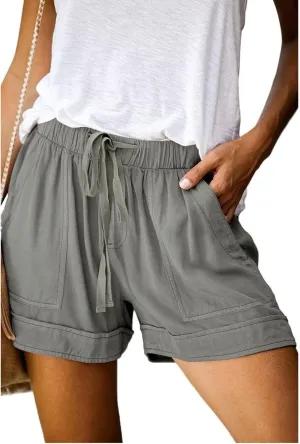 Womens Drawstring Shorts Summer Elastic Waist Casual Lightweight with Pockets