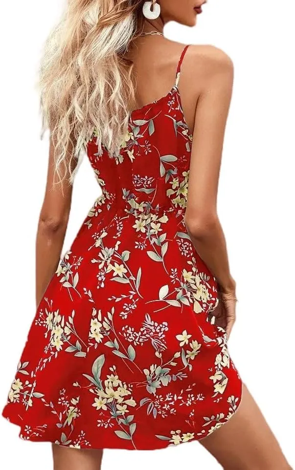 Women's Elegant Sleeveless Halter Skirts, 2025 Summer Fashion Stylish Dress, Print and Elastic Waist Sundress