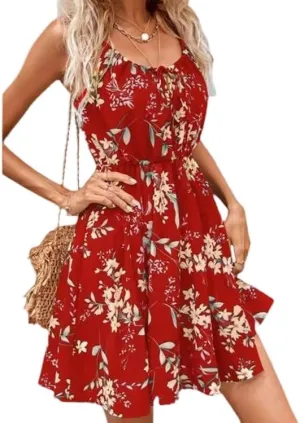 Women's Elegant Sleeveless Halter Skirts, 2025 Summer Fashion Stylish Dress, Print and Elastic Waist Sundress