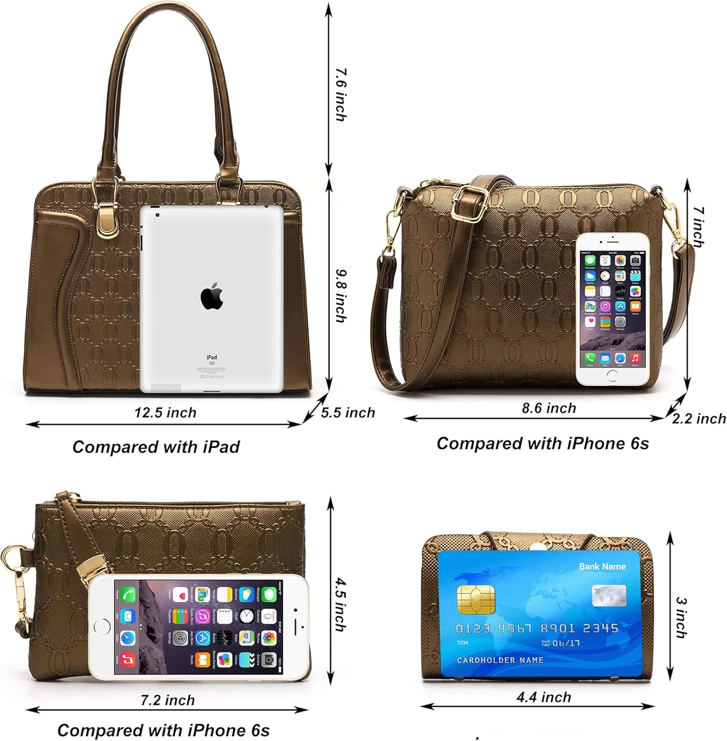 Women's Fashion Handbags Tote Bags Shoulder Bag Top Handle Satchel Purse Set 4pcs