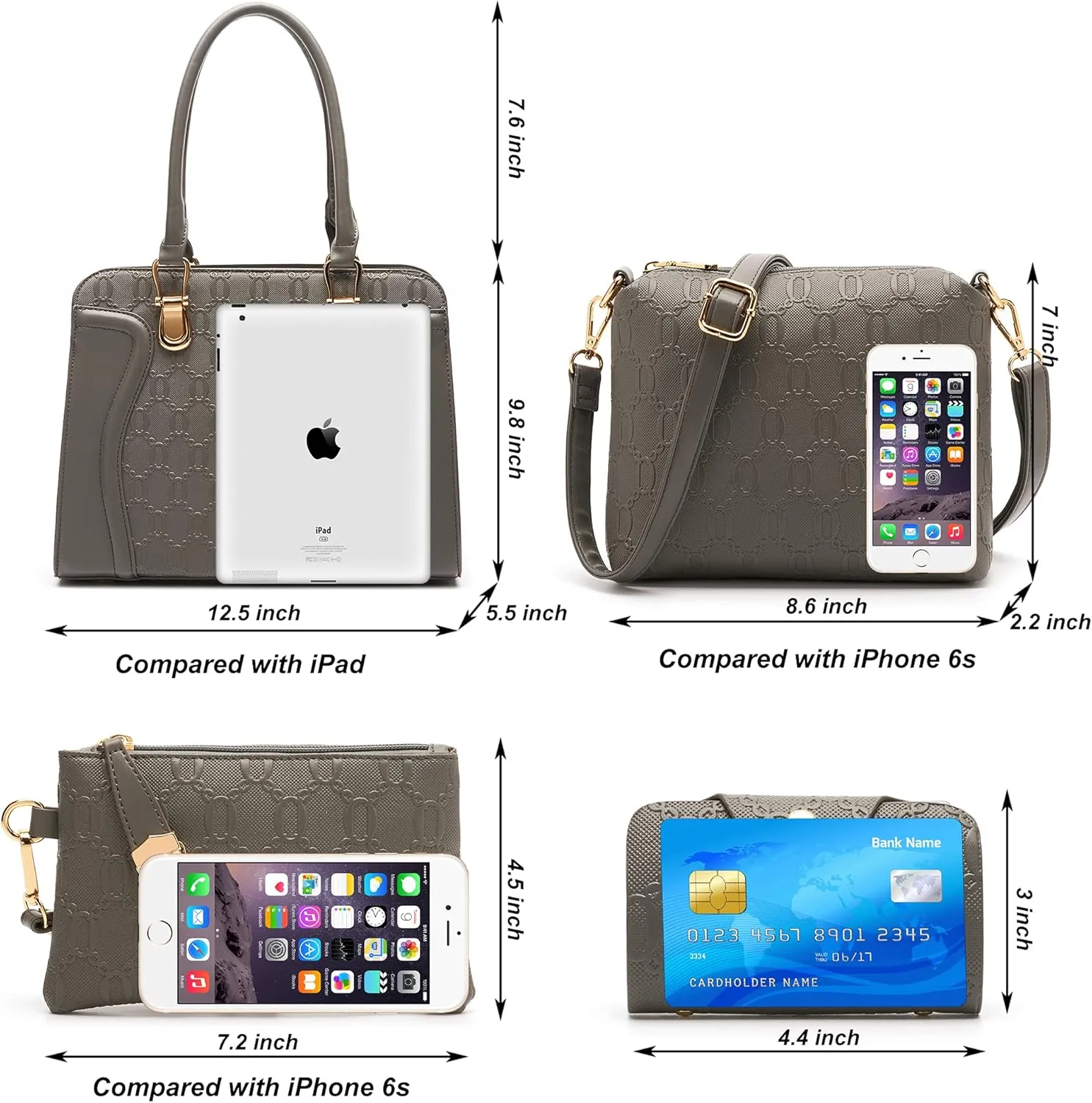 Women's Fashion Handbags Tote Bags Shoulder Bag Top Handle Satchel Purse Set 4pcs