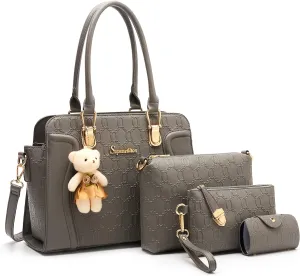 Women's Fashion Handbags Tote Bags Shoulder Bag Top Handle Satchel Purse Set 4pcs