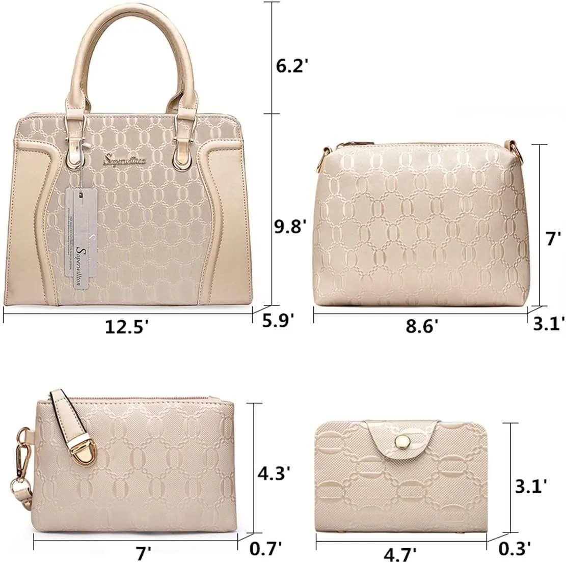 Women's Fashion Handbags Tote Bags Shoulder Bag Top Handle Satchel Purse Set 4pcs
