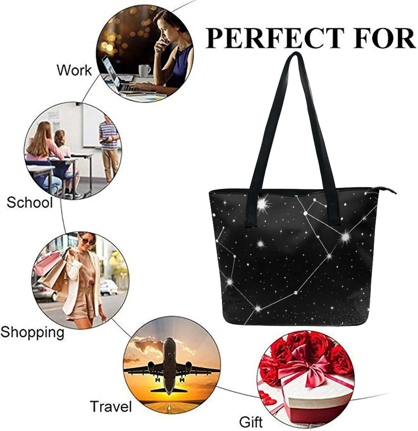 Women's Fashion Tote Bag, Large Capacity Lightweight Handbag, Shopping Bags with Compartment